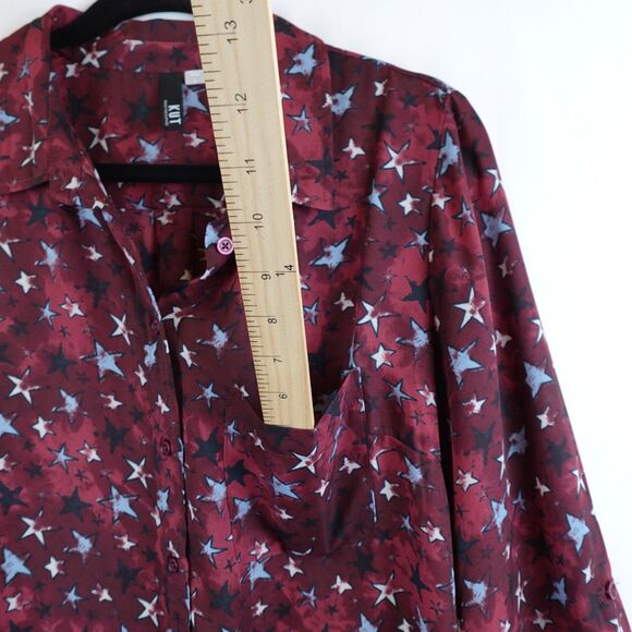 Kut From The Kloth Patriotic Blouse Womens Large Red White Blue Stars USA Button - Picture 6 of 13